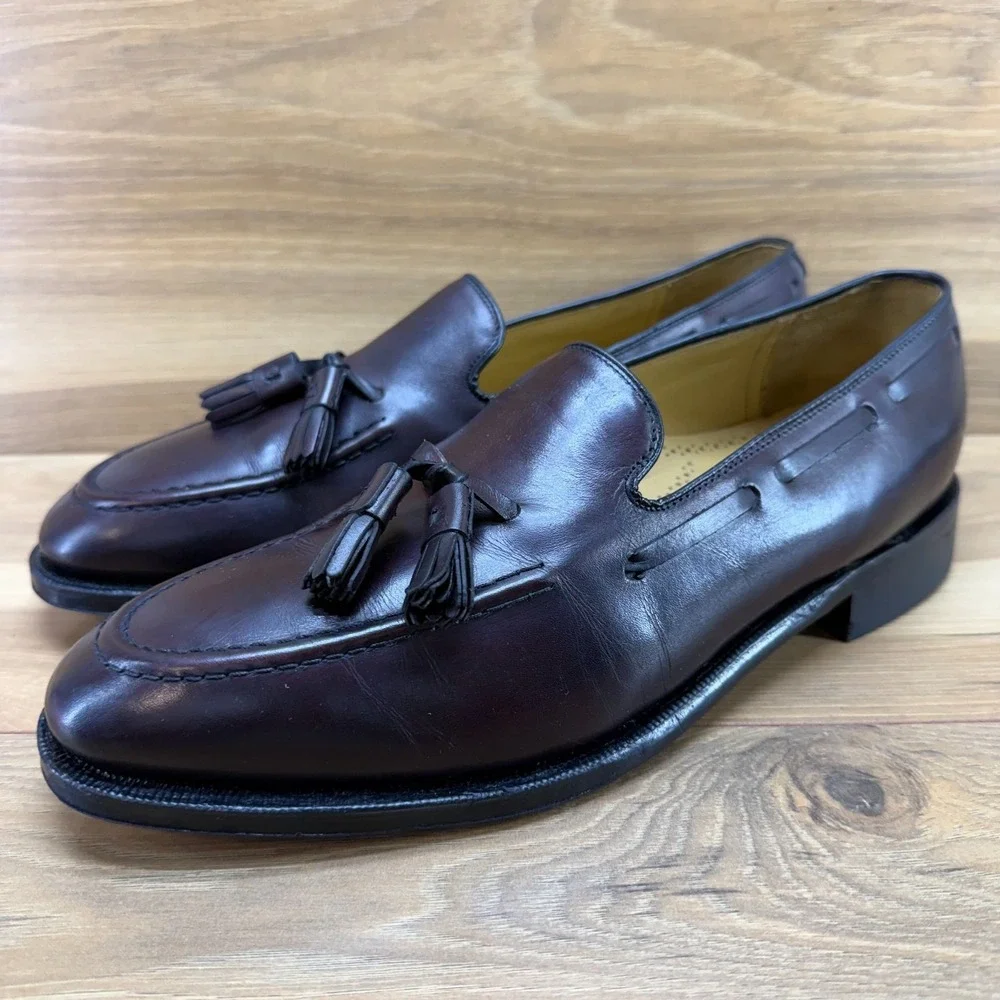 Johnston & Murphy Aristocraft Tassel Loafer Mens 9.5 D/B Burgundy Leather Dress